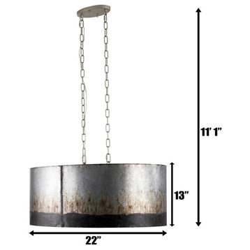 Varaluz 323N06 Cannery 30"W Linear Drum Chandelier - Ombre Galvanized