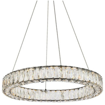 Elegant Lighting 3503D23 Monroe 24"W LED Crystal Ring Chandelier - Black