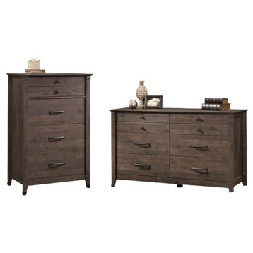 2 Piece Bedroom Set with Dresser and Chest in Coffee Oak