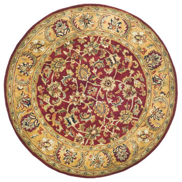 Safavieh Classic Collection CL758 Rug, Red/Gold, 3'6" Round