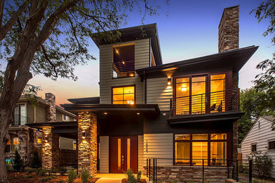 Example of a large minimalist exterior home design in Denver