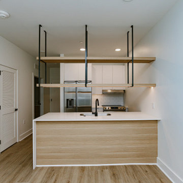 801 Market | Kitchen Island and Suspended Shelving | Wilmington, DE