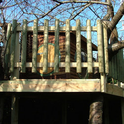 Large treehouse with large slide - Outdoor Playhouses