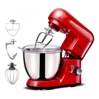 Costway 4.8 QT Stand Mixer 8-speed Electric Food Mixer, Dough Hook Beater  Red