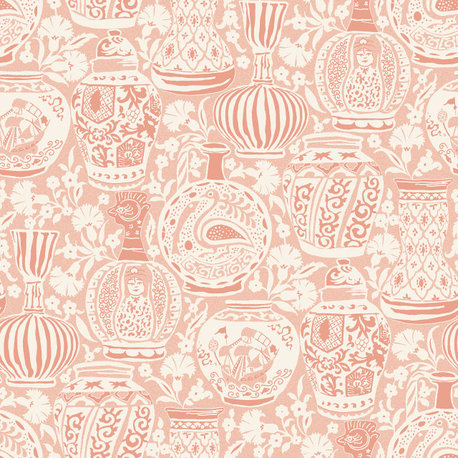 Delft Pottery Peach Peel and Stick Wallpaper