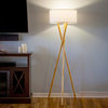 Brightech Harper LED Tripod Floor Lamp – Wood, Mid Century Modern Light