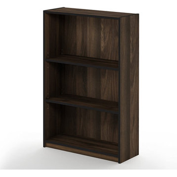 3-Tier Adjustable Shelf Bookcase, Columbia Walnut