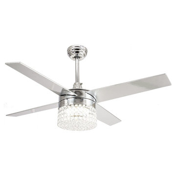 48 Inch Modern Crystal Chandelier Ceiling Fan With LED Light and Remote Control