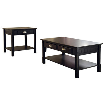 Winsome Timber 2 Piece Coffee and End Table Set in Black Beechwood