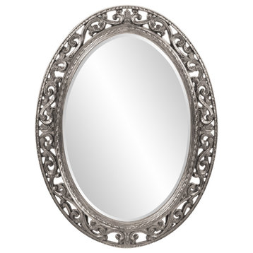 Suzanne Oval Mirror Custom Painted, Traditional, 30 X 38, Glossy Nickel