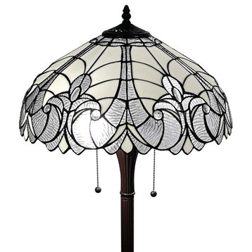 Tiffany Style 2 Light Antique Floor Lamp, 62" Tall