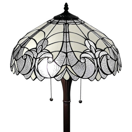 Tiffany Style 2 Light Antique Floor Lamp, 62" Tall