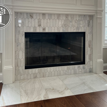 Bright & Timeless Kitchen Reorientation with Fireplace Refresh