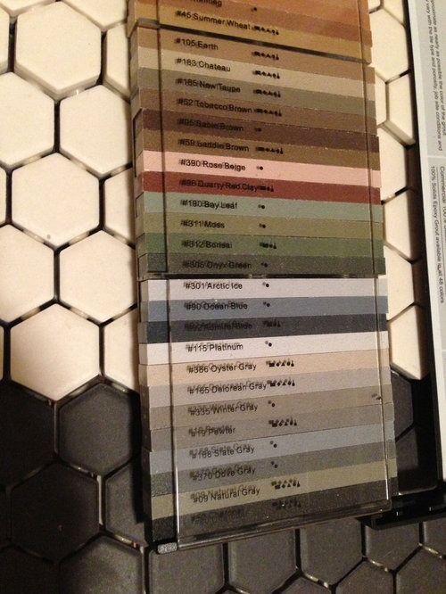 Grout color for porcelain hexagon tile in kitchen