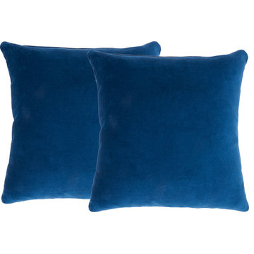 Nourison Life Styles Solid Velvet Pillow Covers, Set Of 2, Navy