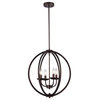 IRONCLAD, Industrial-style 4 Light Rubbed Bronze Ceiling Pendant, 18" Wide
