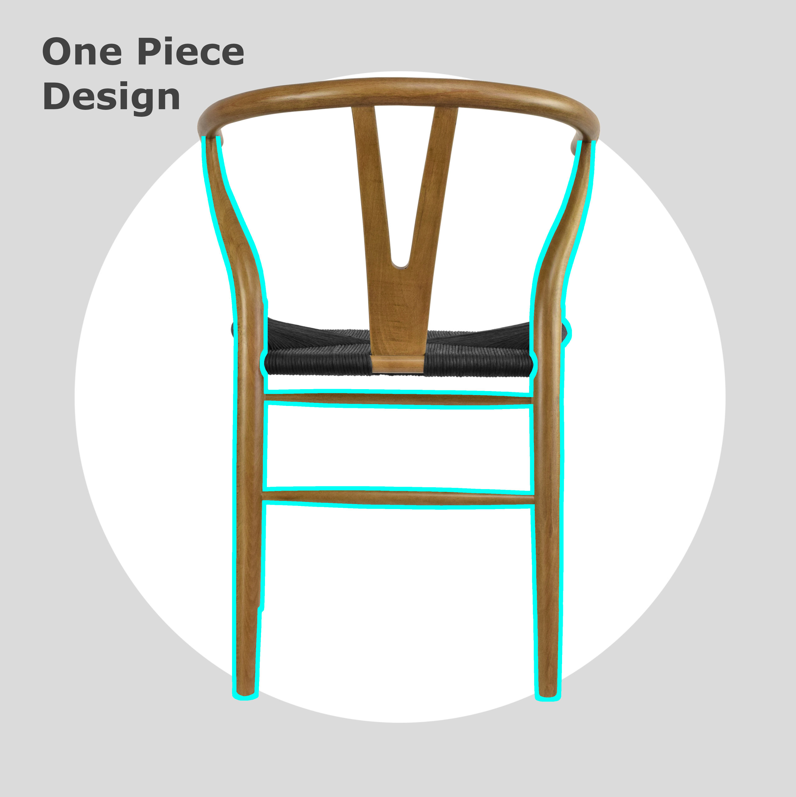 Solid Wood Dining Chairs With Open Y Back For Kitchen Assembled Chair, Set of 2, Walnut