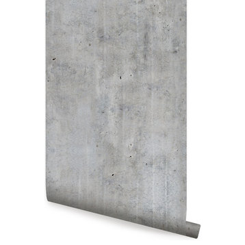 Cement Concrete Peel and Stick Vinyl Wallpaper , Dark Gray, 24"w X 60"h