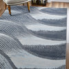 Illusions Breeze Abstract Watercolor Area Rug, Grey/Blue, 6'7 X 9'6