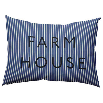 Farmhouse Ticking Polyester Indoor Pillow, Nautical Navy, 14"x20"