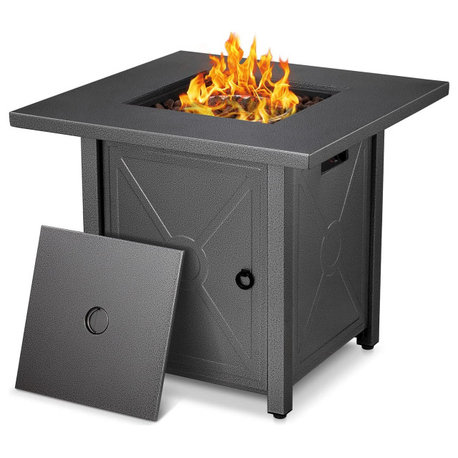 Fire Pit for Outside 28in Square Metal Firepits Stove Propane Fire Pit Table