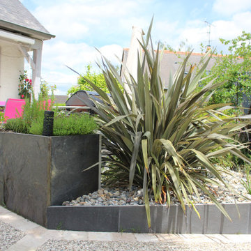 Terrasse paysagée avec brise-vue