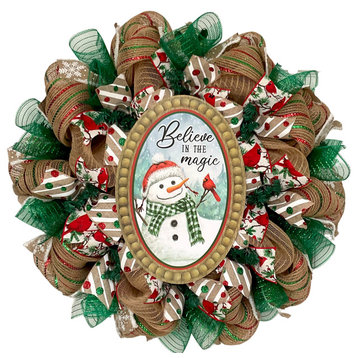 Believe in the Magic Snowman Christmas Wreath