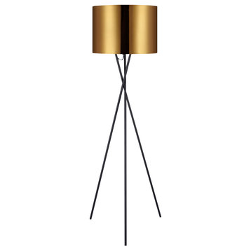 Tall Standing Light Tripod Floor Lamp, Gold