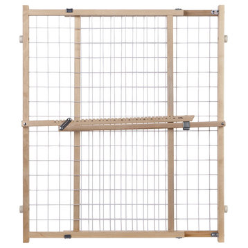 North States Wide Wire Mesh Pet Gate White, Wood 29.5"-50"x32"
