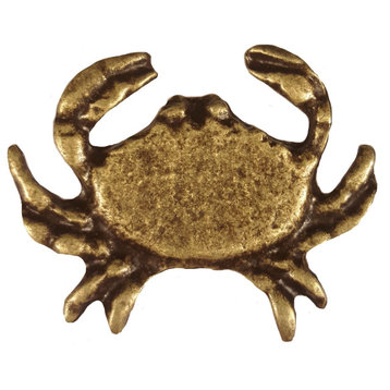 Sand Crab Cabinet Knob, Antique Brass