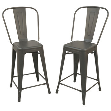 Adeline 24" Counter Stool, Set of 2, Rustic Pewter