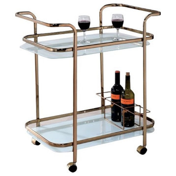 Bowery Hill Glass Bar Cart in Champagne