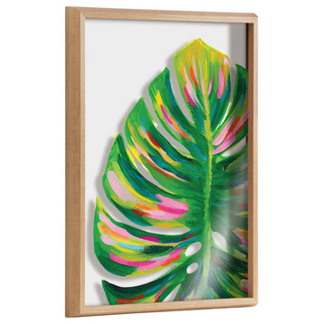 Blake Monstera Framed Printed Glass by Jessi Raulet of Ettavee, Natural 18x24
