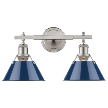 Orwell 2-Light Vanity Light in Pewter with Matte Navy