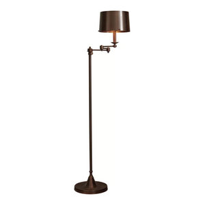 Traditional Aged Brass Pharmacy Floor Lamp With Adjustable Swing
