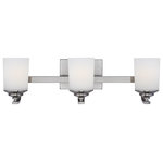 Sea Gull Lighting - Sea Gull Kemal 3 Light LED Wall/Bath, Brushed Nickel/White - The Sea Gull Collection Kemal three light vanity fixture in brushed nickel is an ENERGY STAR qualified lighting fixture that uses fluorescent bulbs to save you both time and money.