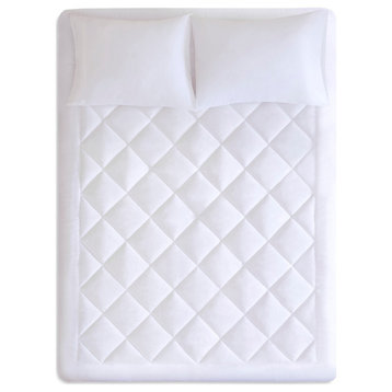 Sleep Philosophy Microfiber Waterproof Mattress Pad, White, Queen