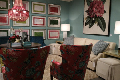 Example of a large classic formal and loft-style living room design in Charlotte