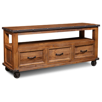 Larson Solid Wood 65" Media Console With Three Drawers