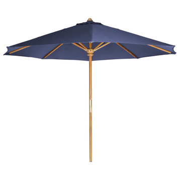Teak Market Table Umbrella, Blue