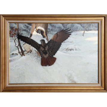 Marcel Bordei, Narrow Escape, Eagle And Rabbit, Oil Painting