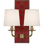 Robert Abbey - Robert Abbey 1031 Williamsburg Lightfoot - Two Light Wall Sconce - Designer: Williamsburg  Cord CoWilliamsburg Lightfo Dragons Blood Leathe *UL Approved: YES Energy Star Qualified: n/a ADA Certified: n/a  *Number of Lights: Lamp: 2-*Wattage:60w B Candelabra Base bulb(s) *Bulb Included:No *Bulb Type:B Candelabra Base *Finish Type:Dragons Blood Leather/Polished Nickel