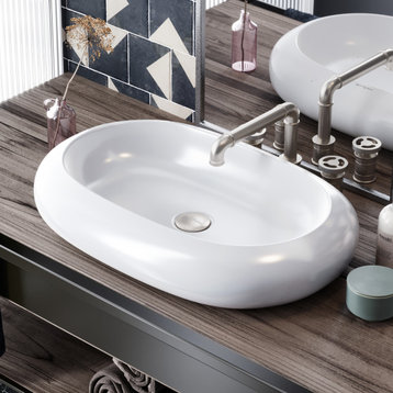 Plaisir Wide Round Ceramic Bathroom Vessel Sink