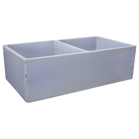 Nantucket Sinks Double Bowl Farmhouse Fireclay Sink, Shabby Sugar