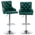 BTExpert - Upholstered 25"-33" Adjustable High Back Dining Stools Set of 2, Green - MODERN, SLEEK AND BEAUTIFUL Design with long tapperd four legs, great for modern and contemporary touch for any setting