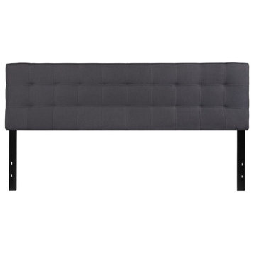 Bedford Tufted Upholstered King Size Headboard, Dark Gray Fabric