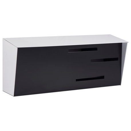 Locking Mid Century Modern Mailbox, 2 Tone White, Black