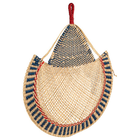 Hand-Woven Seagrass Fan/Wall Hanging, Natural and Multicolor