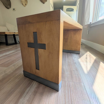 Custom Maple Hardwood Bench | Modern Dining & Entryway Bench with Cross Inlays