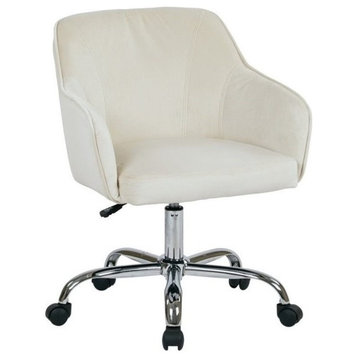 Scranton & Co Velvet Fabric Office Chair in Oyster